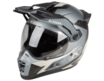 Grey adventure motorcycle helmet